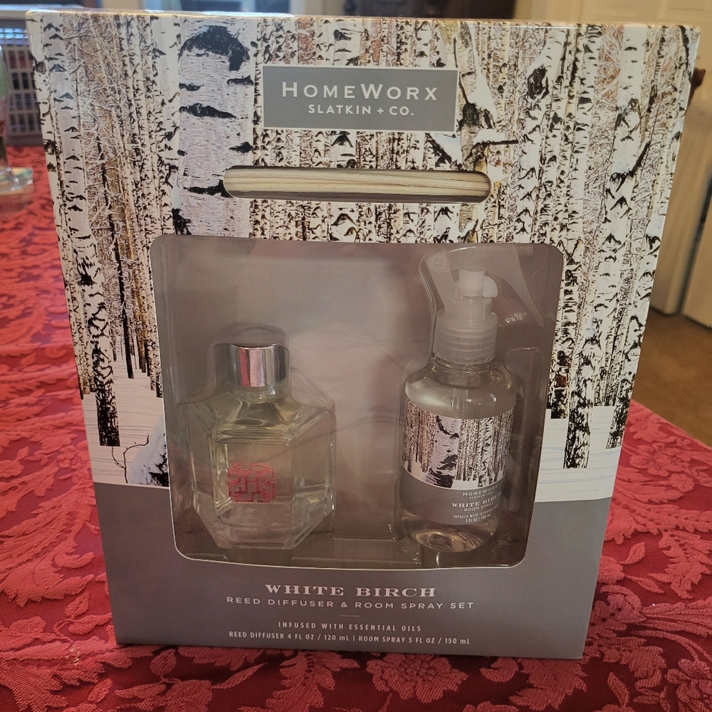 HomeWorx bt Slatkin & Co. White Birch Reed Diffuser and Room Spray Set
